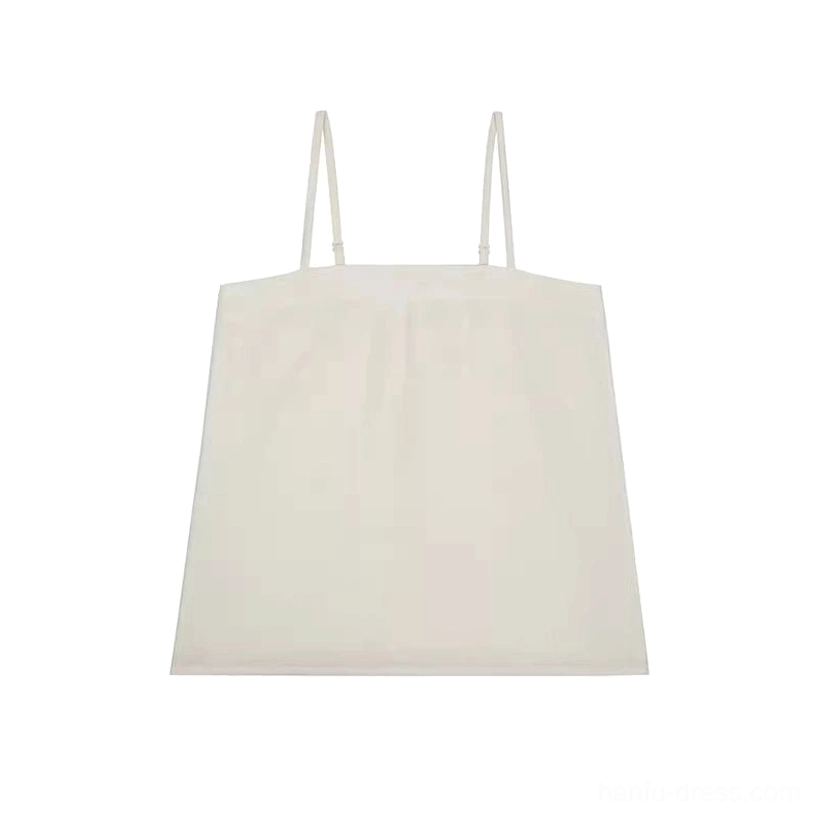 Cream white Hanfu inner camisole with thin straps and minimalist square neck design for Song Dynasty outfit layering