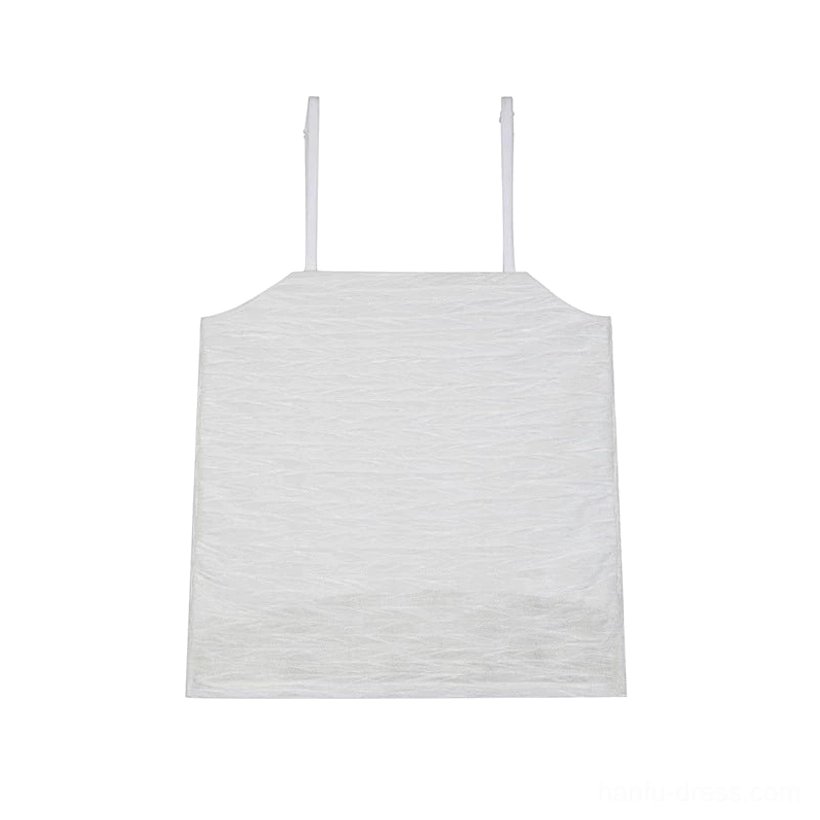 Flat lay of ivory Hanfu camisole with simple square neckline and thin adjustable spaghetti straps