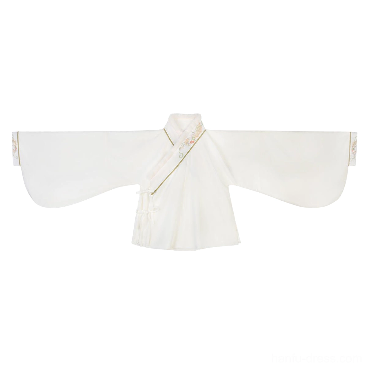 Moonlit Night ivory Pipa Sleeve Top for Ming dynasty Hanfu set shown in a flat lay with traditional cross-collar design and wide sleeves