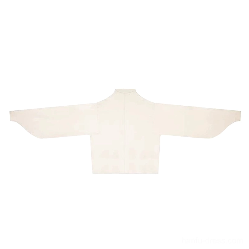 Flat lay of an off-white cross-collar hanfu inner top with relaxed wide sleeves
