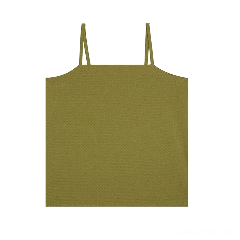 Olive green Hanfu inner camisole with slim spaghetti straps and simple square neckline for layered styling