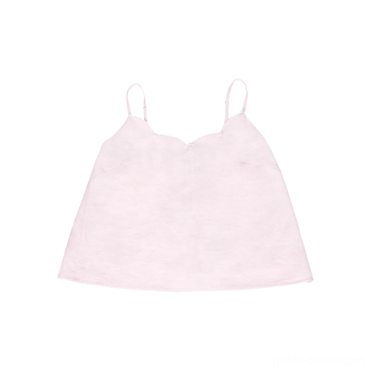 Standalone pink Hanfu camisole with sweetheart neckline, adjustable spaghetti straps, and lightweight fabric