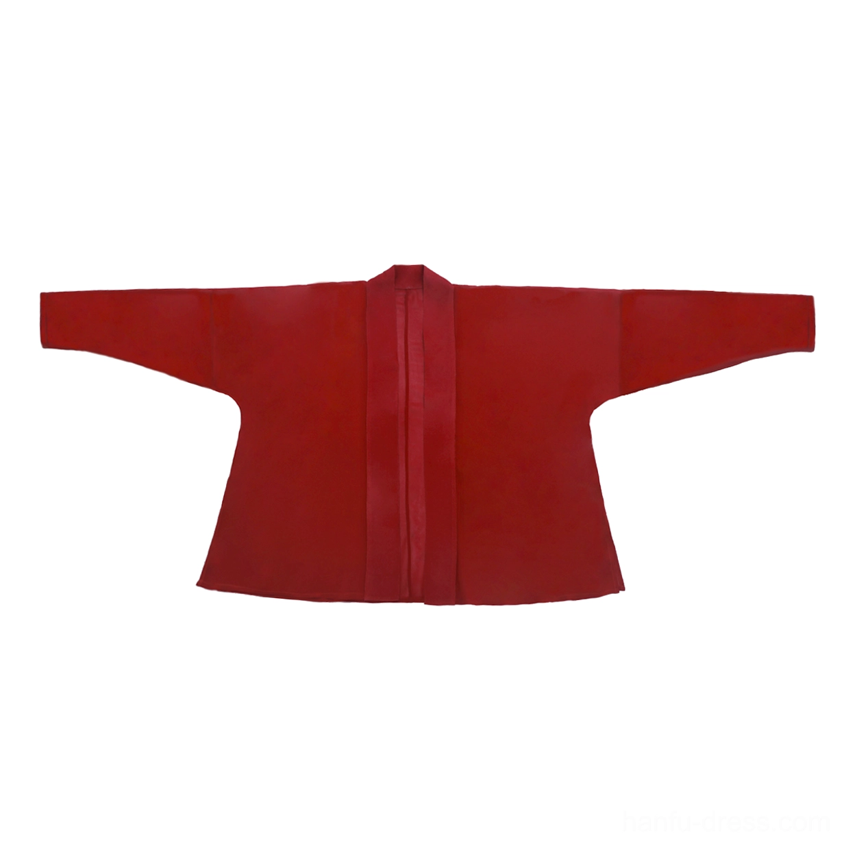 Wine red winged sleeve Hanfu top flat lay showing the lightweight flowing rayon fabric and elegant front opening design