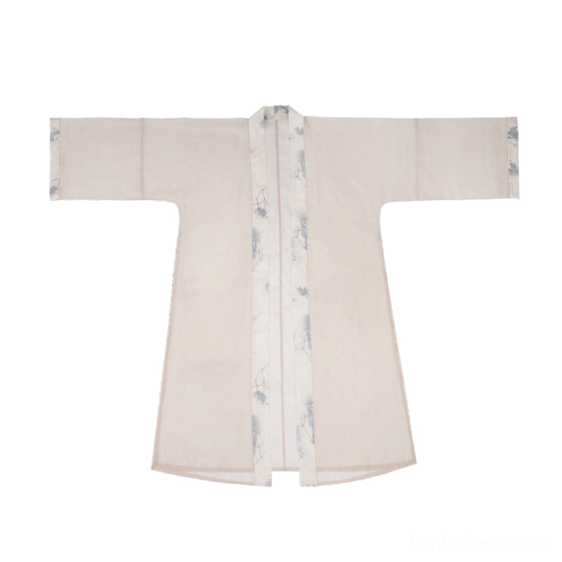 Ivory wide-sleeved Song style Hanfu outer jacket with flowing silhouette flat lay front view