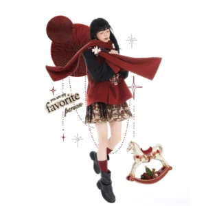 Star Wish Pegasus modern Hanfu Chinese New Year dress outfit with red scarf and plaid mamian skirt
